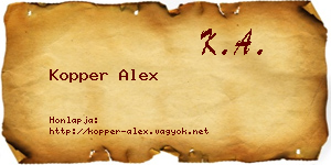 Kopper Alex névjegykártya